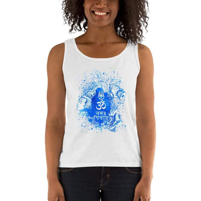 White / S Bengali Ultra Cotton Tank Top - Om Namah Shivay-03