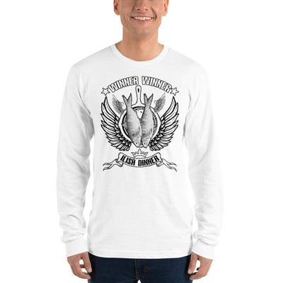 White / S Bengali Unisex Fine Jersey Long Sleeve T-Shirt - Winner Winner Ilish Dinner