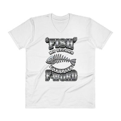 White / S Bengali Unisex Short Sleeve V-Neck Jersey Tee - F for Fish