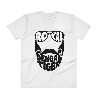 White / S Bengali Unisex Short Sleeve V-Neck Jersey Tee - Royal Bengal Tiger