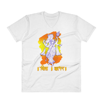 White / S Bengali Unisex Short Sleeve V-Neck Jersey Tee - Vidya Roopeno