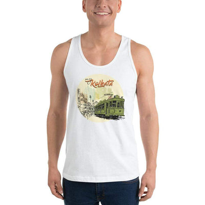 White / XS Bengali Fine Jersey Tank Top Unisex - My Kolkata Tram